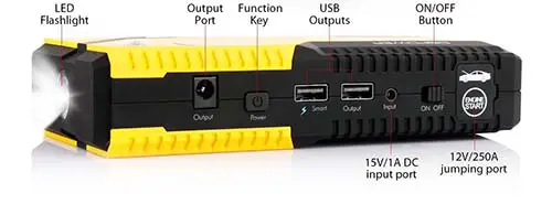 dbpower usb output for charging phones portable jump starter