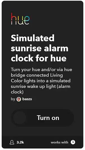 IFTTT sunrise alarm clock philips hue