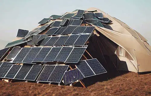 tent full of solar panels