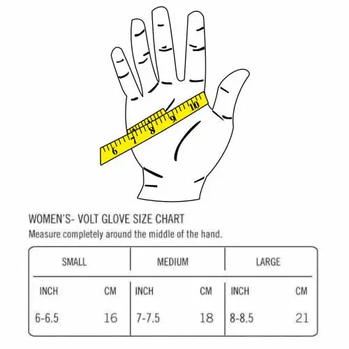 volt tetra size chart for womens heated gloves