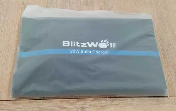 Blitzwolf solar charger wrapped in plastic