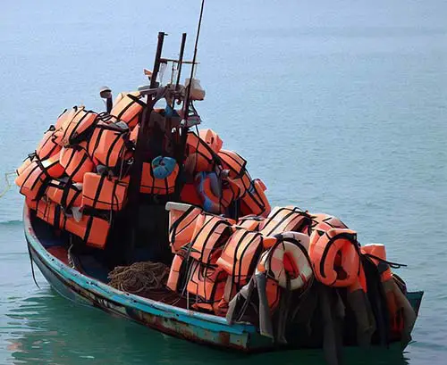 Boat full of life jackets