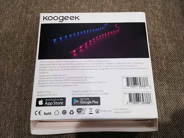 koogeek box rear packaging smart light strip