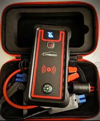 Yaber jump starter comes with a padded carry case