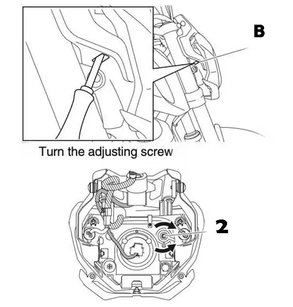 To adjust the headlight beam (horizontally) on Yamaha MT07