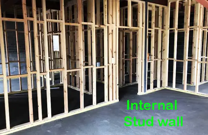 Internal stud wall wood frame
