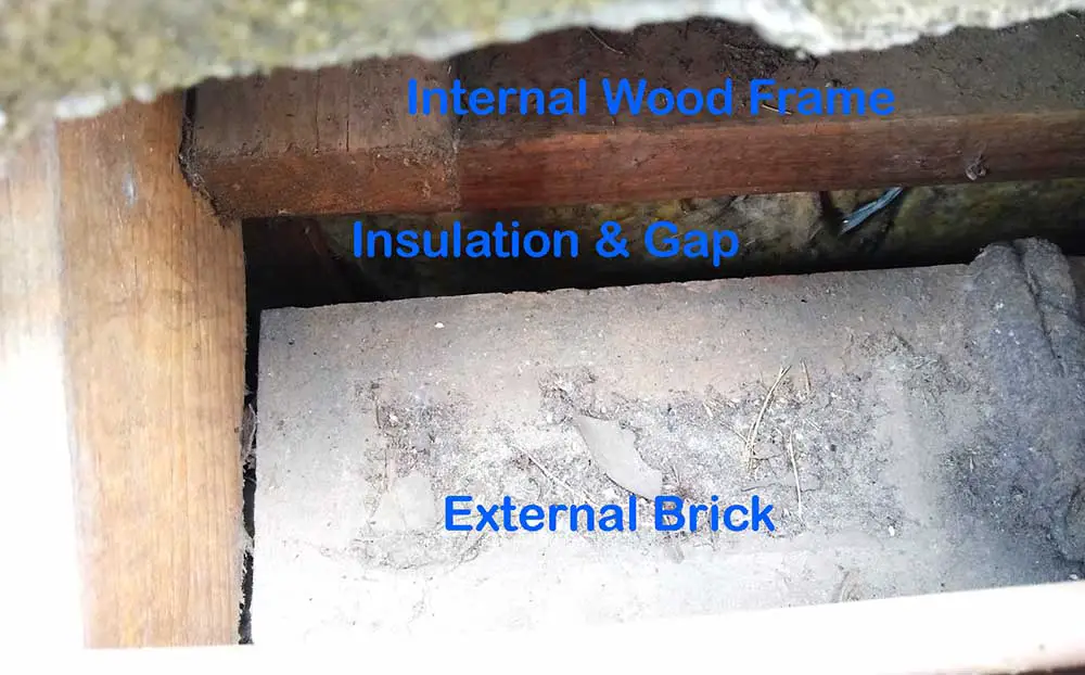 Insulation gap between a house frame