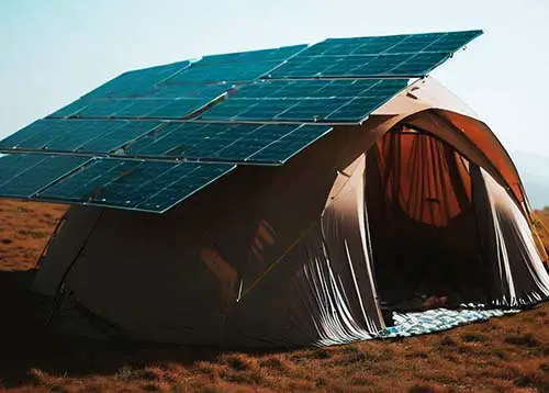 tent covered in solar panels
